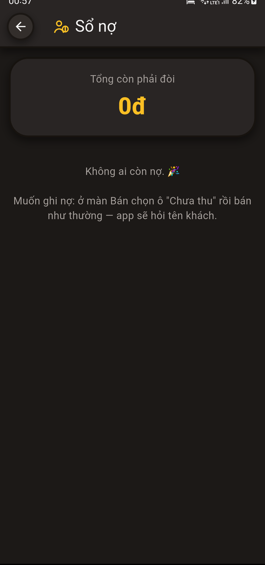 Màn hình Sổ nợ: tổng còn phải đòi và danh sách khách nợ